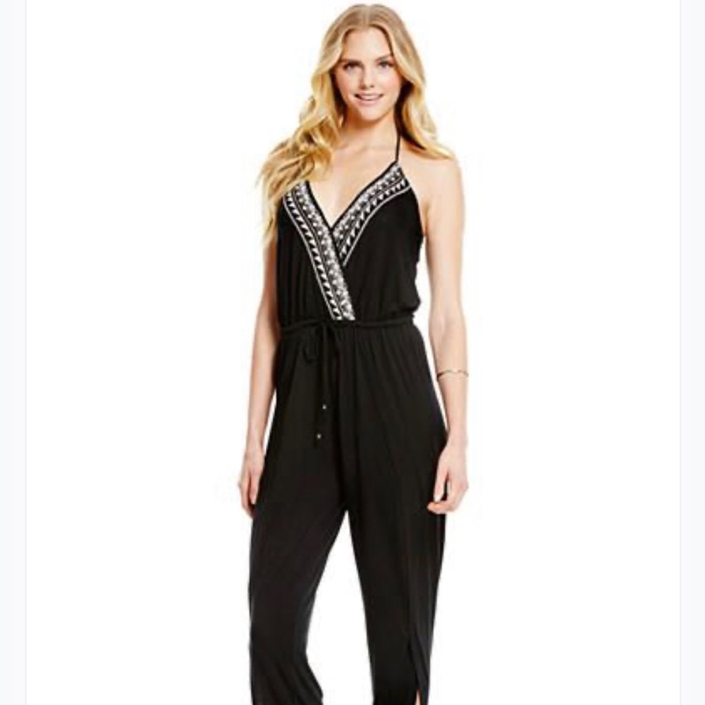 Anthropology Greylin Black Jumpsuit with Geometric Bodice Size XS